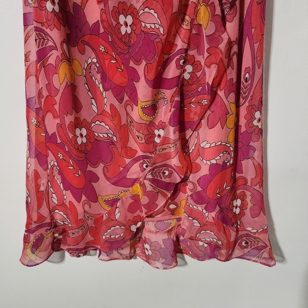 Copper Key Pink Floral Paisley Faux Wrap Maxi Skirt - Picture 5 of 12